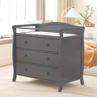 VOGREX 3-Drawer Wooden Diaper Changing Tables Infant Diaper in Grey