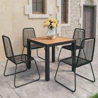 Berkfield Home 5 Piece Garden Dining Set PVC Rattan Black & Brown