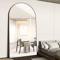 CASSILANDO Large 198cm Arch Black Full Length Mirror 96cm Wide Standing/Hanging | Size: 198 cm x 96 cm x 1.4 cm