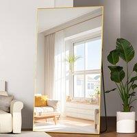 CASSILANDO Extra Large 193cm Gold Floor Mirror 86cm Wide Aluminum Alloy Frame | Size: 193 cm x 86 cm x 1.4 cm