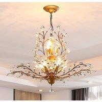 Garwarm Vintage Crystal Chandelier 8-Light K9 Crystal Chandeliers Gold