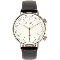Simplify The 3300 Leather-Band Watch in Silver