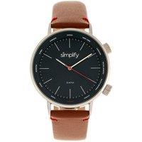 Simplify The 3300 Leather-Band Watch in Navy