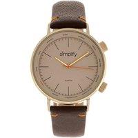 Simplify The 3300 Leather-Band Watch in Gold