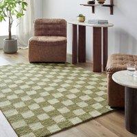 Livabliss Klopp-Hand Tufted Grey Green Beige Wool Checkered Living Bedroom Rug | Size: 185 cm x 275 cm