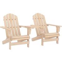 Berkfield Home Garden Adirondack Chairs with Tea Table Solid Fir Wood in Brown