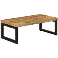 Berkfield Home Coffee Table 100x50x35 cm Solid Mango Wood & Steel in Brown | Size: 100 x 50 x 35 cm