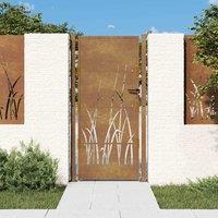 Berkfield Home Garden Gate 105x180 cm Corten Steel Grass Design in Brown