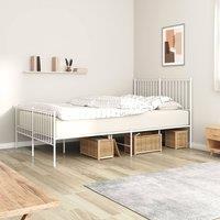Berkfield Home Metal Bed Frame with Headboard & Footboard White 135x190 cm Double