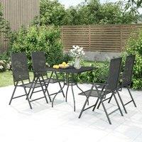 Berkfield Home 5 Piece Garden Dining Set Anthracite Steel in Black