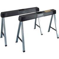 Stanley Folding Metal Leg Sawhorses (Twin Pack) in Black