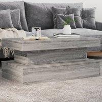 Berkfield Home Coffee Table with LED Lights Grey Sonoma 90x50x40 cm | Size: 90 x 50 x 40 cm