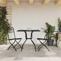 Berkfield Home 3 Piece Garden Dining Set Anthracite Metal Mesh in Black