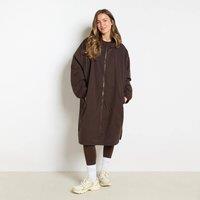 OHS Plain Sherpa Lined Water Resistant Drying Changing Robe in Dark Brown | Size: S/M