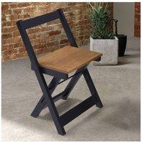 Seconique Santos Folding Chair (Box of 2) Navy Blue/Distressed Waxed Pine