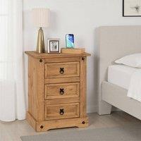 Seconique Corona Essentials 3 Drawer Bedside in Natural