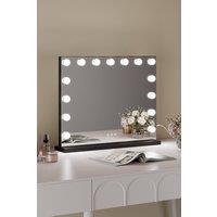 Matteo Hollywood Vanity Mirror - Dimmable LED Lights & USB Ports - 58x48cm in Black | Size: 58x48 cm