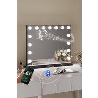 Matteo Industrial Hollywood LED Makeup Mirror with Bluetooth & Speaker Phone in Black