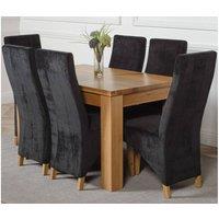 Thats Furniture Dakot 127 x 82cm Oak Small Dining Table & 6 Lola Fabric Chairs in Black | Size: 127 x 82 cm
