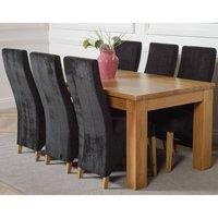 Thats Furniture Dakot 182 x 92cm Oak Large Dining Table & 6 Lola Fabric Chairs in Black | Size: 182 x 92 cm