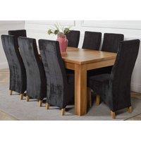 Thats Furniture Dakot 182 x 92cm Oak Large Dining Table & 8 Lola Fabric Chairs in Black | Size: 182 x 92 cm
