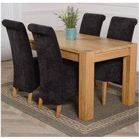 Thats Furniture Kuba 150 x 85 cm Chunky Medium Oak Dining Table & 4 Montana Fabric Chairs in Black