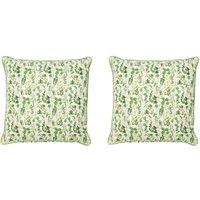 Dibor Set of 2 Green Leaf Print Sofa & Chair Cushions L50 x W50cm | Size: 50 cm x 50 cm