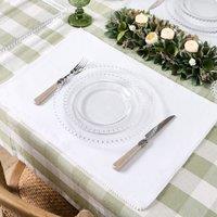 Dibor Set of 4 Luxury White Dining Table Placemats L40cm x W40cm | Size: 4 Pack