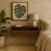Wyld Haus Peschiera Wall Mounted Chestnut Mango Wood Console 2 Drawers in Brown