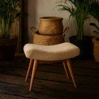 Wyld Haus Olbia Boucl Curved Bench Cream Cotton Mango Wood Legs in Beige
