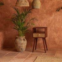 Wyld Haus Megeve Eden Mini Bedside Table Solid Mango Wood Brass Drawer in Brown