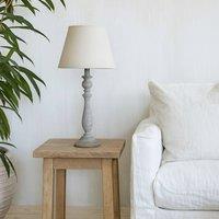 Wyld Haus Giverny Whitewashed Turned Wooden Pillar Table Lamp Cream Linen Shade in White | Size: 13 inches