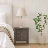 Wyld Haus Piana Slim Natural Wooden Effect Table Lamp with Linen Shade in Cream | Size: Small