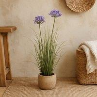 Wyld Haus 90cm Artificial Purple Agapanthus Plant Lifelike Faux Flower No Pot in Green