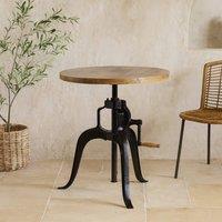 Wyld Haus San Diego Adjustable Mango Wood Round Side Table Crank Height Bistro in Brown