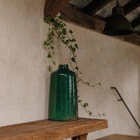 Wyld Haus Bloomwood Emerald Green Glazed Round Bottle Ceramic Vase Crackle