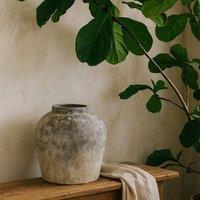 Wyld Haus Sunvale Aged Stoneware Ceramic Vase in Stone