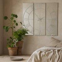 Wyld Haus 110cm Oversized Square Mirrored Wall Clock Skeleton Roman Numerals in Silver