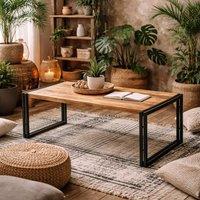 Wyld Haus Toivakka Industrial Reclaimed Wood & Metal Large Coffee Table in Brown