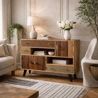 Wyld Haus Kokkola Reclaimed Wood Sideboard Coffee Table Large 3 Doors in Brown