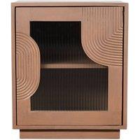 Wyld Haus New Mexico Mango Wood Cabinet with Reeded Glass Door in Brown