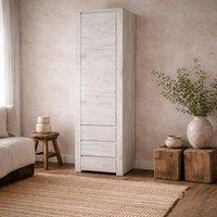 Wyld Haus Norwich Tall Narrow Cupboard Aged Soft Grey Oak Veneer