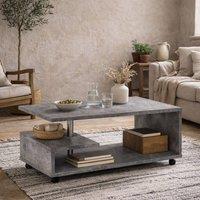 Wyld Haus Salford Grey Concrete Effect Coffee Table with Open Shelves