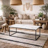 Wyld Haus Hazelmere White Marble Effect Rectangular Coffee Table Black Metal