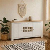 Wyld Haus Tipsyfern White & Natural Oak Sideboard 2 Door 2 Drawer Wine Rack