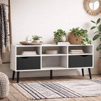 Wyld Haus Sapporo Wide TV Unit White Frame Matt Black Drawers