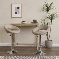 Wyld Haus Jorah Set of 2 Light Grey Taupe Faux Leather Swivel Bar Stools Open