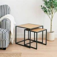 Wyld Haus El Paso Set of 2 Nesting Tables Black Metal Frame in Natural