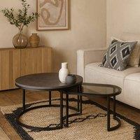 Wyld Haus Reykjavik Nesting Coffee Tables Black Marble Effect Top Grey Glass