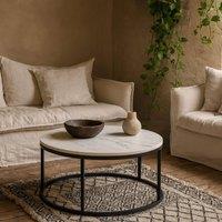 Wyld Haus Odense Round Coffee Table White Marble Effect Top